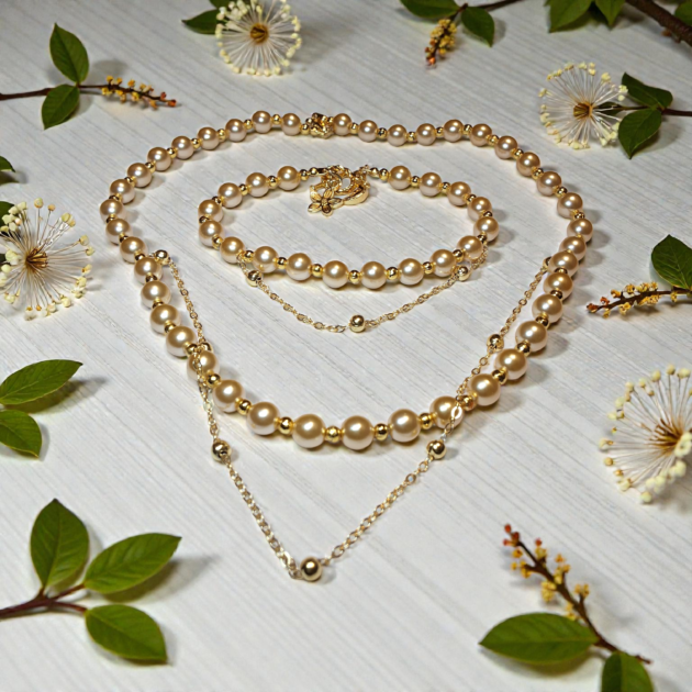 طقم لؤلؤ أنيق – طوق + أسوارة