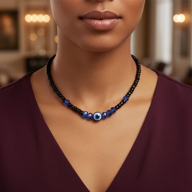 تشوكر العين الزرقاء بتصميم عصري لمسة إبداعية فريدة