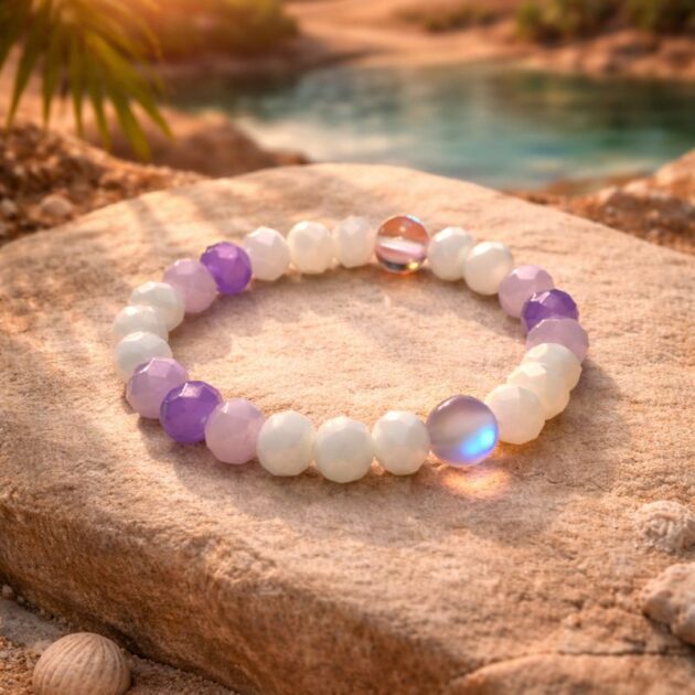 أسوارة خرز بألوان هادئة مع خرزتين مضيئات