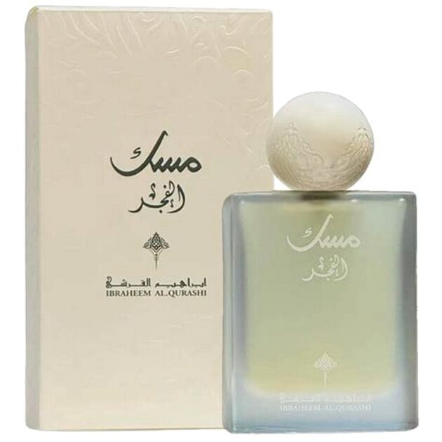 عطر مسك الفجر Musk Al Fajr من إبراهيم القرشي – زجاجة عطر أصلية 75 مل بخلفية بيضاء