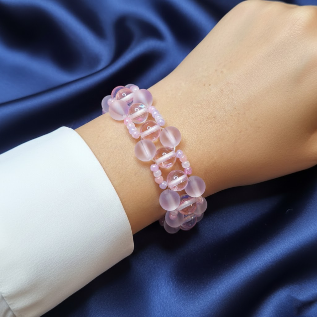 أسوارة وردية شفافة بتصميم ناعم