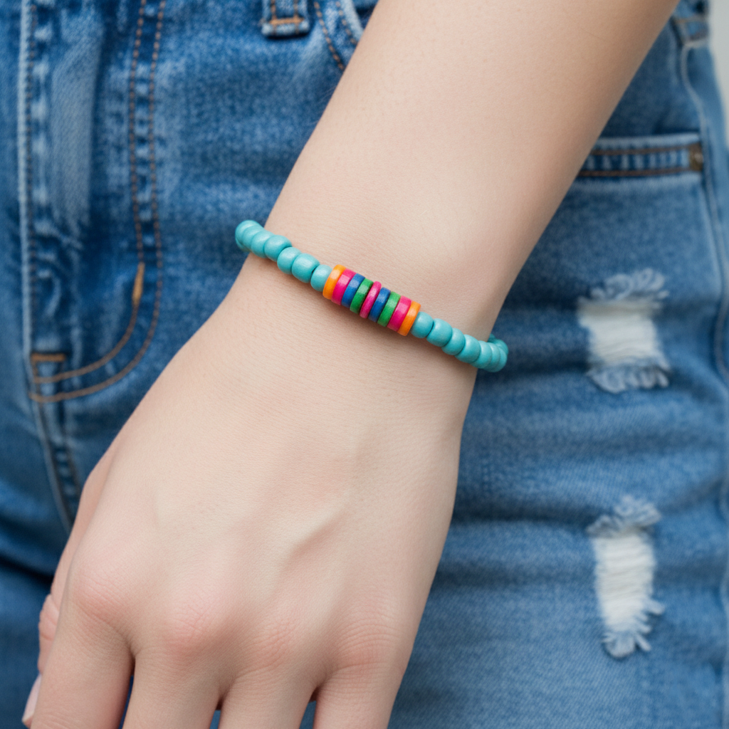 أسوارة خرز تركواز بتصميم يدوي